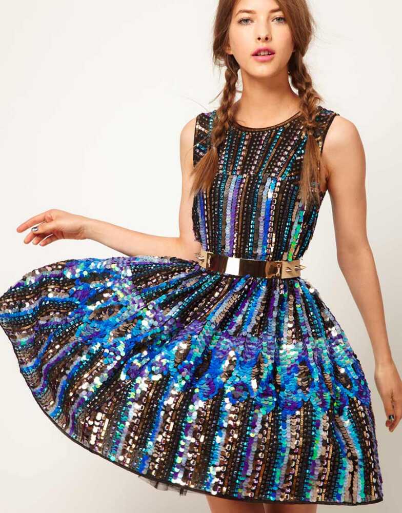 ASOS Skater Dress in Holographic Sequin