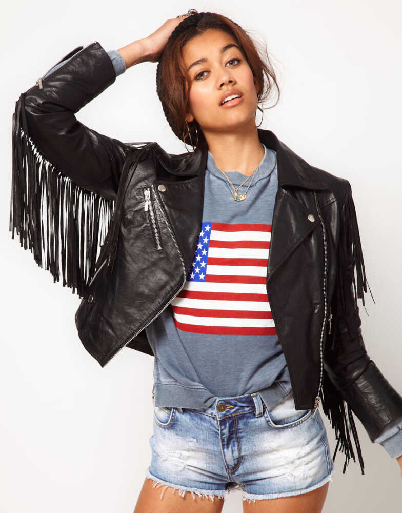 Blue Valley Fringed Biker Jacket